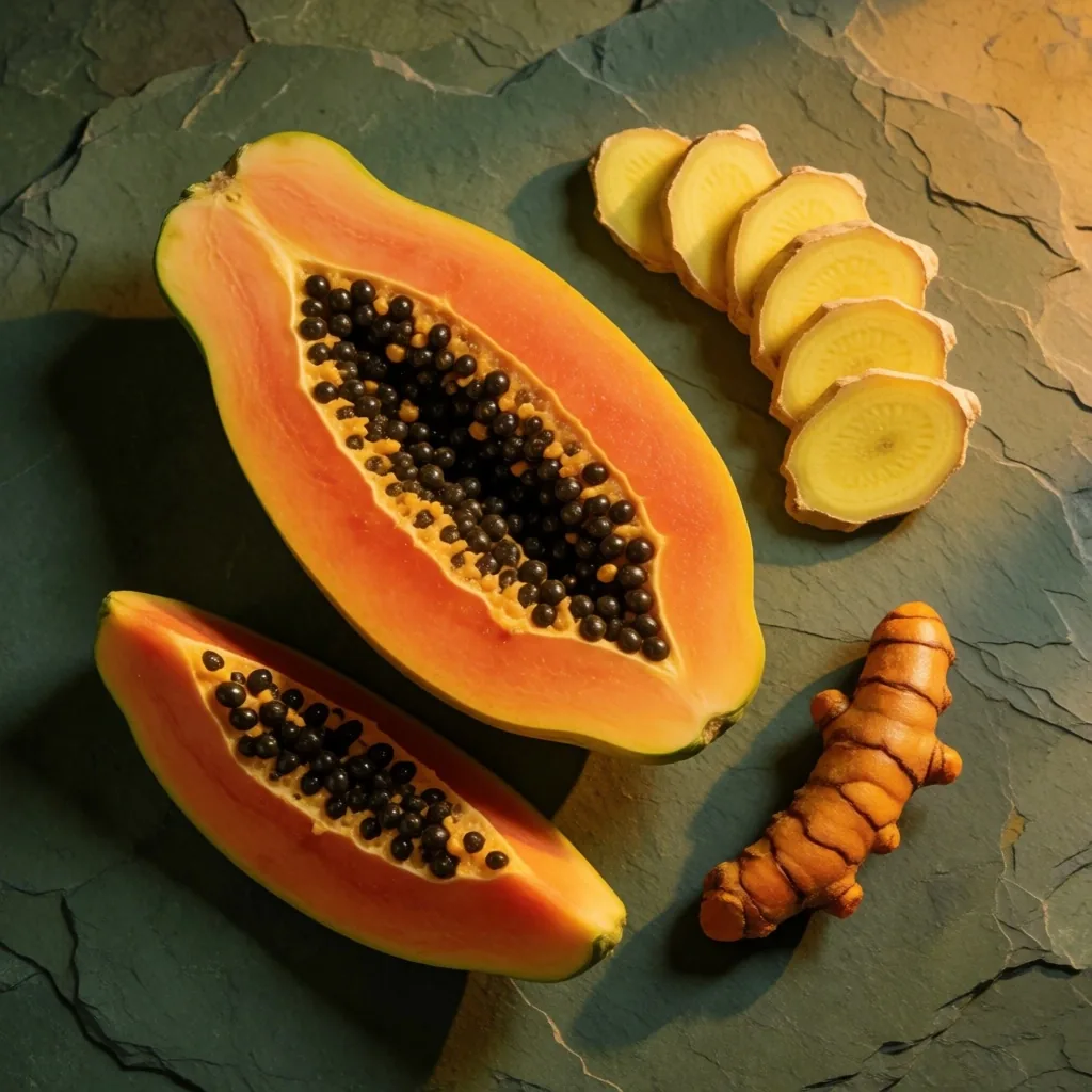 Plant-based foods arranged flat lay